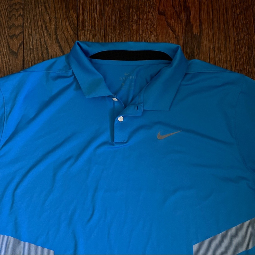 NIKE GOLF DRI FIT STANDARD FIT POLO SHIRT MEN'S SIZE 2XL BLUE SILVER